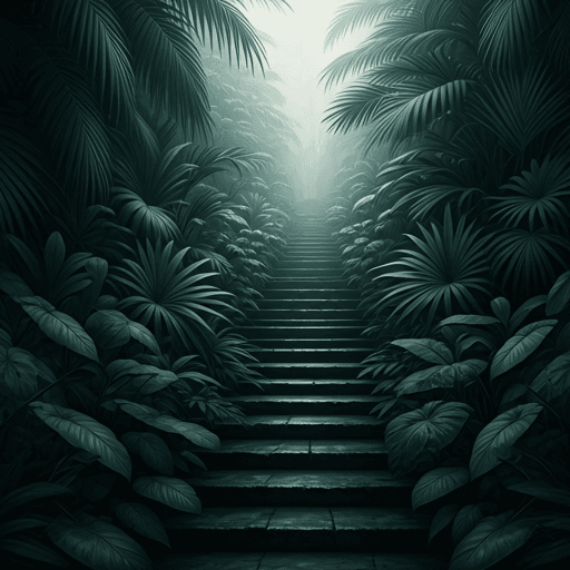 Lush dark green botanical garden